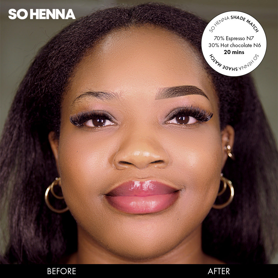 Modelo de antes y después mostrando espresso