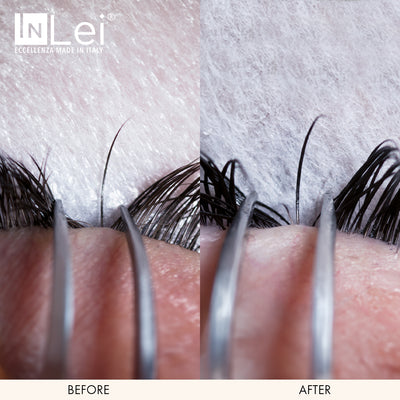 Antes y después de usar InLei® Lash Filler - kit de lifting de pestañas profesional