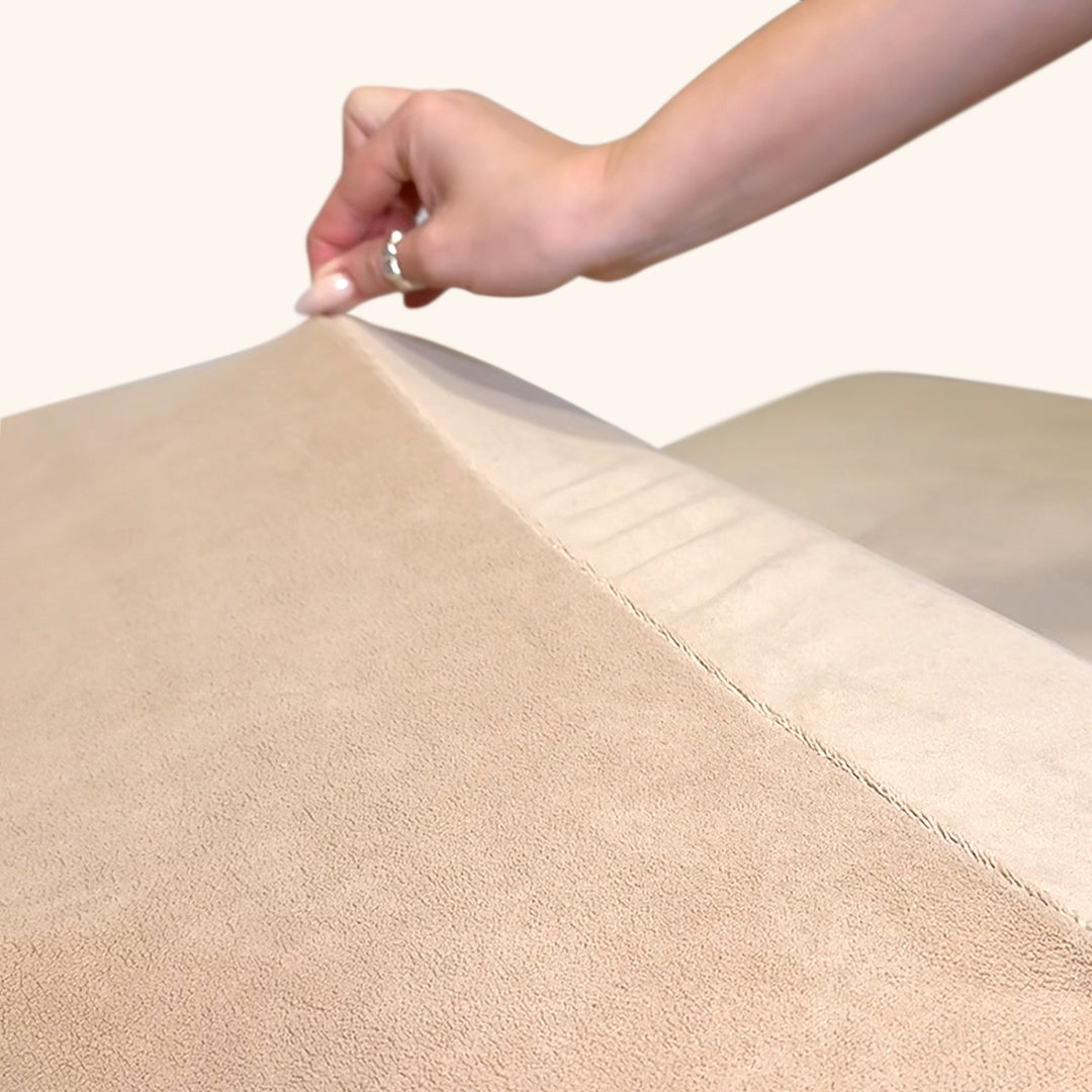 Set Beige Funda de Cama y Almohada Aterciopelado