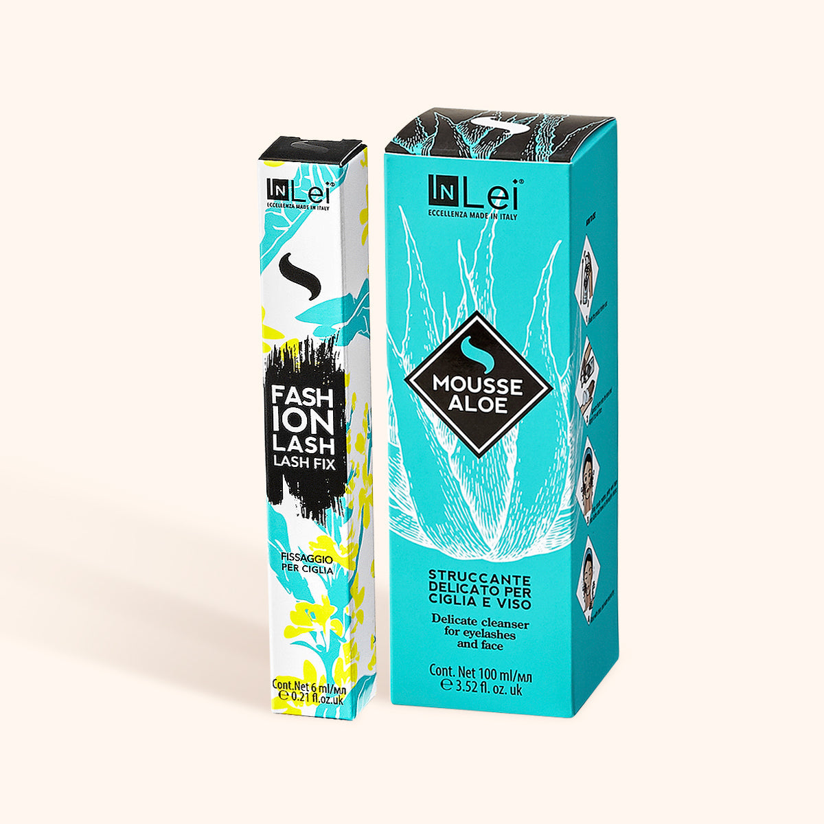 Lote Para el Cuidado Posterior InLei® - Aloe Vera Mousse & Acondicionador de Pestañas Fashion en su embolso