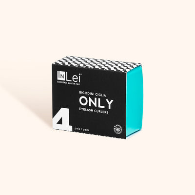 Paquete de InLei® ONLY rizadores de pestañas de silicona, 4 pares, presentados en embalaje original.
