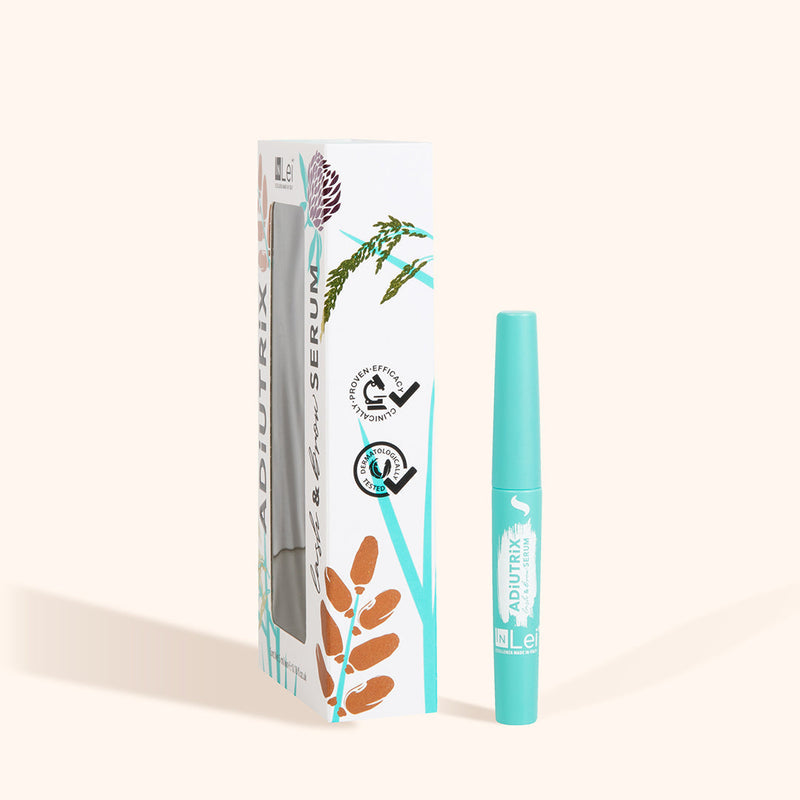 Botella de Serum de Pestañas y Cejas InLei® Adiutrix mostrando su diseño elegante.